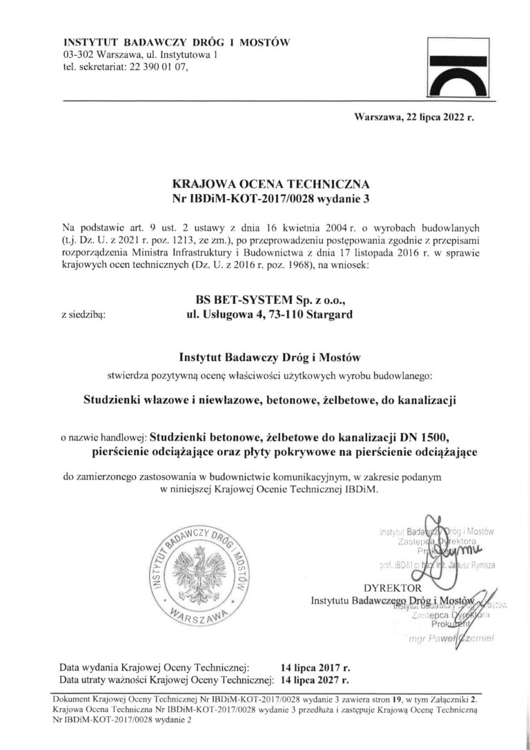 National Certyficate of Compliance